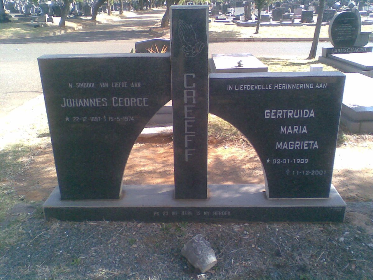 GREEFF Johannes George 1897-1974 &amp; Getruida Maria Magrieta 1909-2001