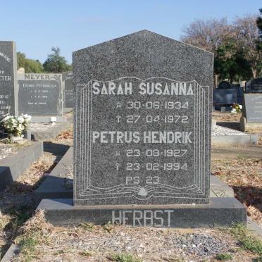 HERBST Petrus Hendrik 1927-1994 &amp; Sarah Susanna 1934-1972