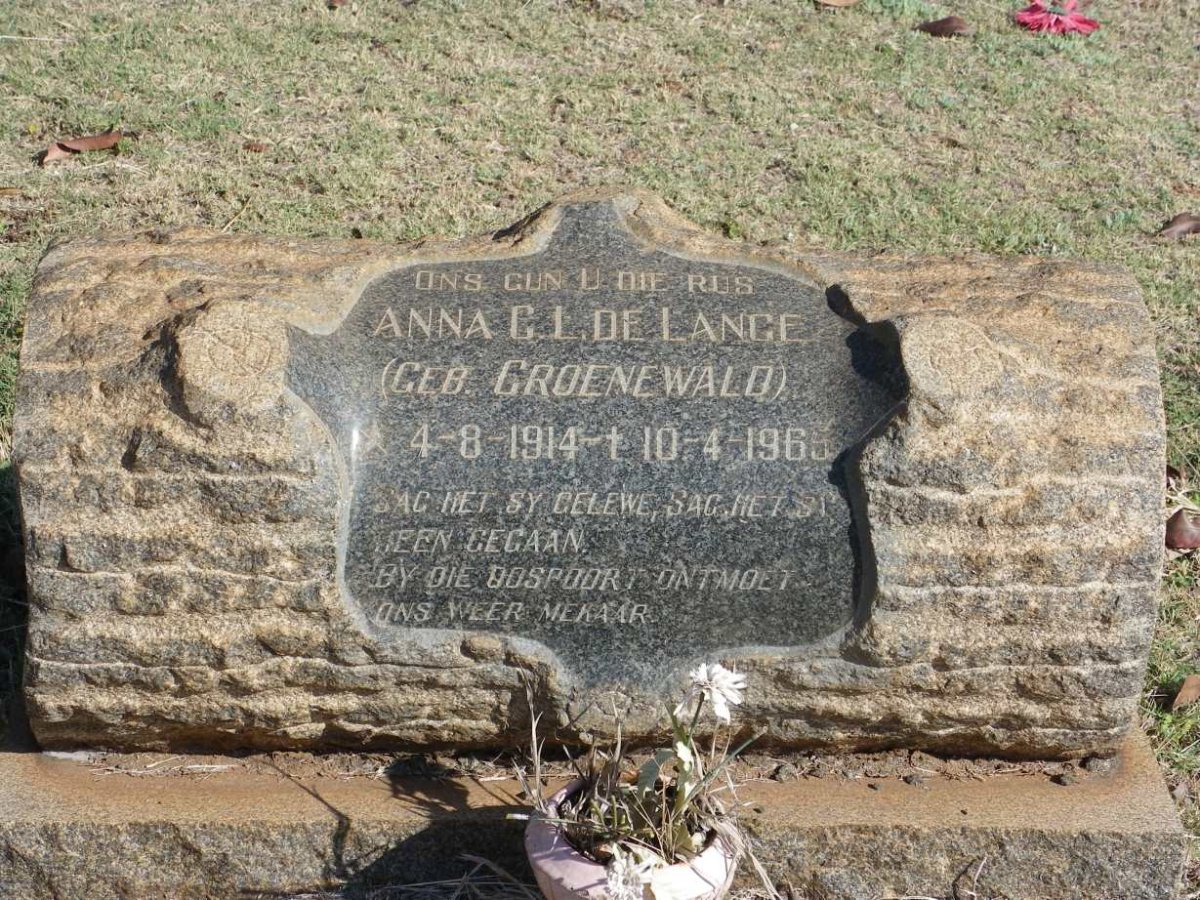 LANGE Anna G.L., de nee GROENEWALD 1914-196?