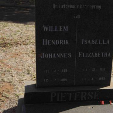 PIETERSE Willem Hendrik Johannes 1898-1984 &amp; Isabella Elizabetha 1910-1985