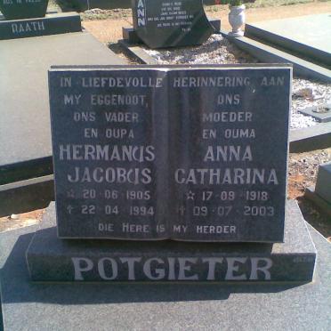 POTGIETER Hermanus Jacobus 1905-1994 &amp; Anna Catharina 1918-2003