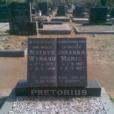 PRETORIUS Mathys Wynand 1901-1978 &amp; Johanna Maria 1907-1987
