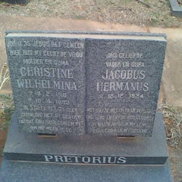 PRETORIUS Jacobus Hermanus 1924- &amp; Christine Wilhelmina 1918-1983