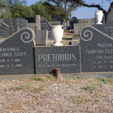 PRETORIUS Johannes Jacobus Gert 1901-1980 &amp; Martha Francina Elizabeth CALITZ 1906-1973