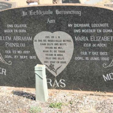 RAS Willem Abraham Prinsloo 1897-1975 &amp; Maria Elizabeth DE KOCK 1903-1966