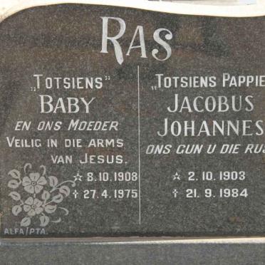 RAS Jacobus Johannes 1903-1984 &amp; Baby 1908-1975