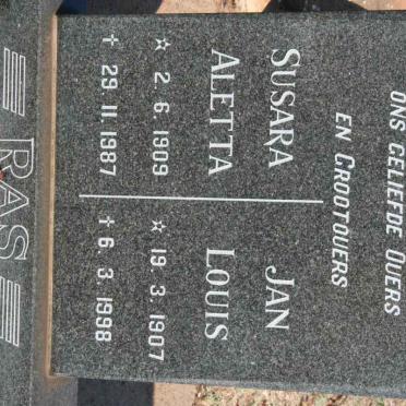 RAS Jan Louis 1907-1998 &amp; Susara Aletta 1909-1987