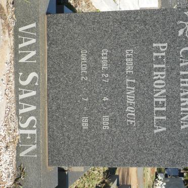 SAASEN Catharina Petronella, van nee LINDEQUE 1906-1981
