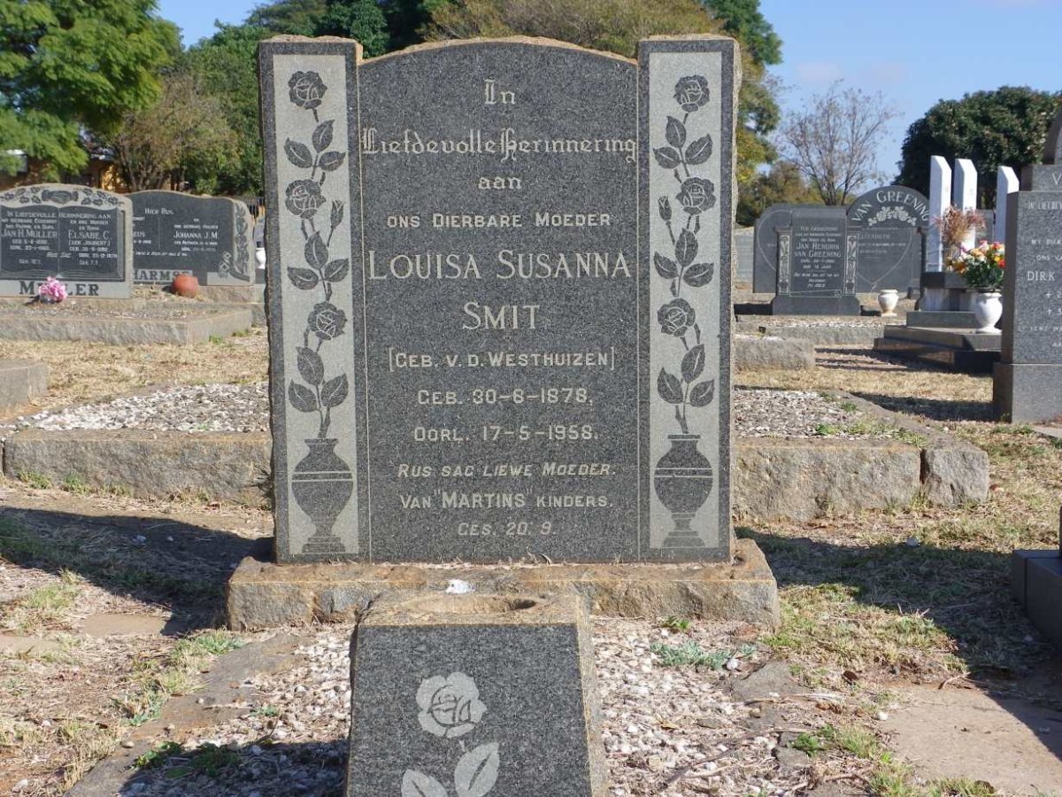 SMIT Louisa Susanna nee v.d WESTHUIZEN 1878-1958