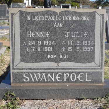 SWANEPOEL Hennie 1934-1981 &amp; Julie 1934-1997