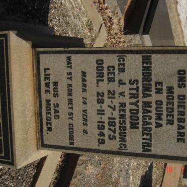 STRYDOM Frederik Andries 1864-1941 &amp; Hendrina Magaretha  J. V. RENSBURG 1875-1949