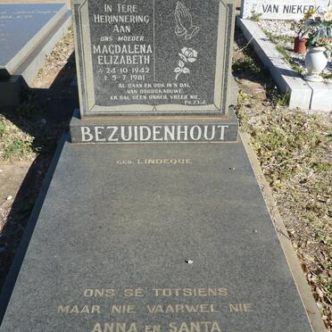 BEZUIDENHOUT Magdalena Elizabeth nee LINDEQUE 1942-1981
