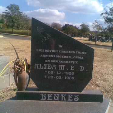 BEUKES  Alida M.E.D. 1926-1989