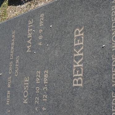 BEKKER Kosie 1922-1982 &amp; Martie 1928-