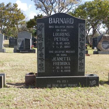 BARNARD Lourens Petrus 1931-1997 &amp; Jeanetta Frederika 1928-1999