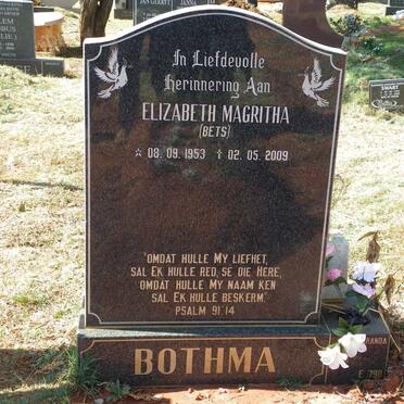BOTHMA Elizabeth Magritha 1953-2009