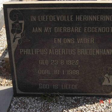 BRIEDENHANN Phillipus Albertus 1925-1968