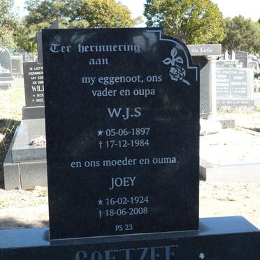 COETZEE W.J.S. 1897-1984 &amp; Joey 1924-2008