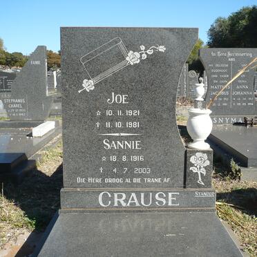 CRAUSE Joe 1921-1981 &amp; Sannie 1916-2003