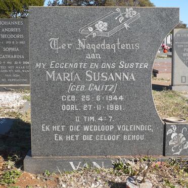 ? Maria Susanna, van nee CALITZ 1944-1981 