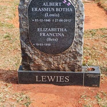 LEWIES Albert Erasmus Botha 1945-2012 & Elizabetha Francina 1950- 