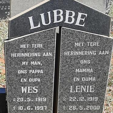 LUBBE Wes 1919-1997 &amp; Lenie 1919-2000