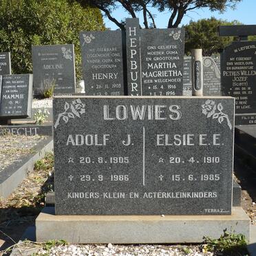 LOWIES Adolf J. 1905-1986 &amp; Elsie E.E. 1910-1985