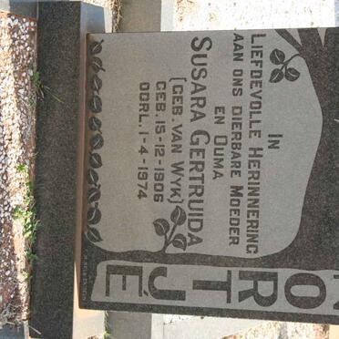 NORTJE Johannes David 1904-1971 &amp; Susara Gertruida VAN WYK 1906-1974