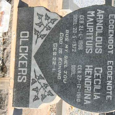 OLCKERS Arnoldus Mauritius 1906-1972 &amp; Cecilia Hendrina 1910-