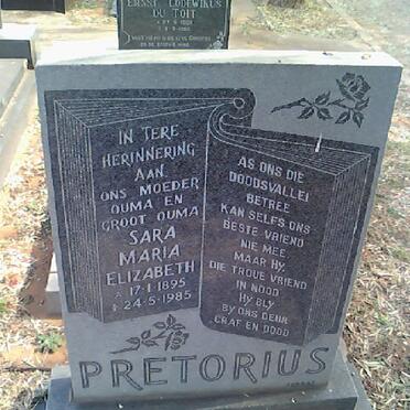 PRETORIUS Sara Maria Elizabeth 1895-1985