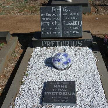 PRETORIUS Petrus F.J. 1922-1070 &amp; Elizabeth A.M. 1922-1994 :: PRETORIUS Hans J.W.G. 1952-2009