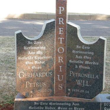 PRETORIUS Gerhardus Petrus 1929-2003 &amp; Petronella W.J.L. 1939-