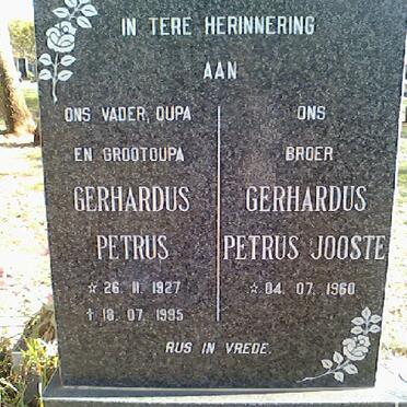 PRETORIUS Gerhardus Petrus 1927-1995 :: PRETORIUS Gerhardus Petrus Jooste 1960-