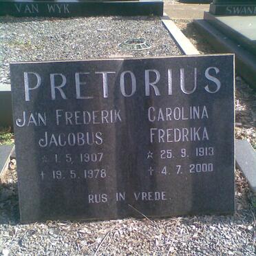 PRETORIUS Jan Frederik Jacobus 1907-1978 &amp; Carolina Fredrika 1913-2000