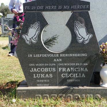 PRETORIUS Jacobus Lukas 1933-2007 &amp; Francina Cecilia 1935-