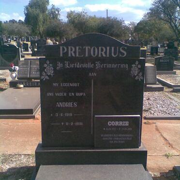 PRETORIUS Andries 1919-1981 &amp; Corrie 1922-2008