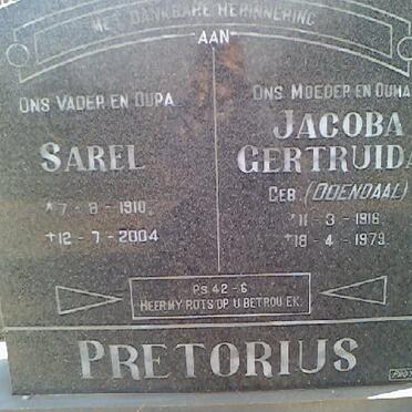 PRETORIUS Sarel 1910-2004 &amp; Jacoba Gertruida ODENDAAL 1918-1979