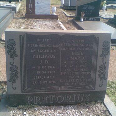 PRETORIUS Philippus J.D. 1914-1982 &amp; Elsie Maria 1918-1983