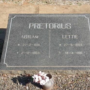 PRETORIUS Abram 1891-1969 &amp; Lettie 1894-1981