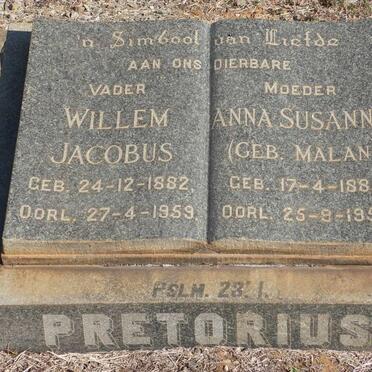 PRETORIUS Willem Jacobus 1882-1959 &amp; Anna Susanna MALAN 1885-1959