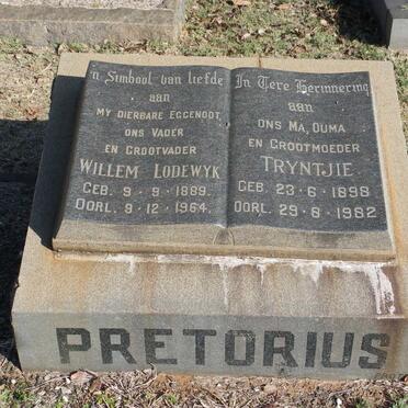 PRETORIUS Willem Lodewyk 1889-1964 &amp; Tryntjie 1898-1982