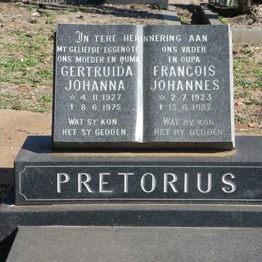 PRETORIUS Francois Johannes 1923-1982 &amp; Gertruida Johanna 1927-1975