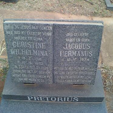 PRETORIUS Jacobus Hermanus 1924- &amp; Christine Wilhelmina 1918-1983