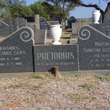PRETORIUS Johannes Jacobus Gert 1901-1980 &amp; Martha Francina Elizabeth CALITZ 1906-1973