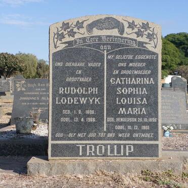 TROLLIP Rudolph Lodewyk 1888-1966 &amp; Catharina Sophia Louisa Maria HENDERSON 1895-1961