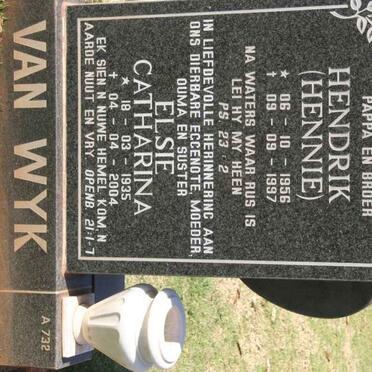 WYK Hendrik, van 1956-1997 :: VAN WYK Elsie Catharina 1935-2004