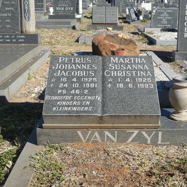 ZYL Petrus Johannes Jacobus, van 1925-1981 &amp; Martha Susanna Christina 1925-1993 