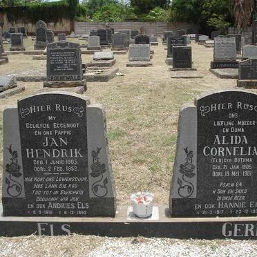 ELS Jan Hendrik 1905-1952 &amp; Alida Cornelia GERRYTS voorheen ELS nee BOTHMA 1905-1981