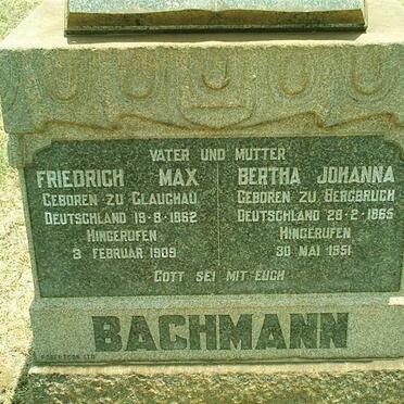 BACHMANN Friedrich Max 1862-1909 &amp; Bertha Johanna 1865-1951