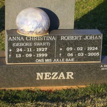 NEZAR Robert Johan 1924-2005 &amp; Anna Christina SWART 1927-1999